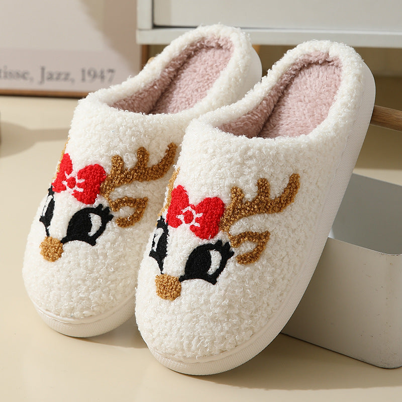 Cozy Christmas Slippers: Cute Santa Claus Cotton Footwear for Couples – Warm & Furry for Winter