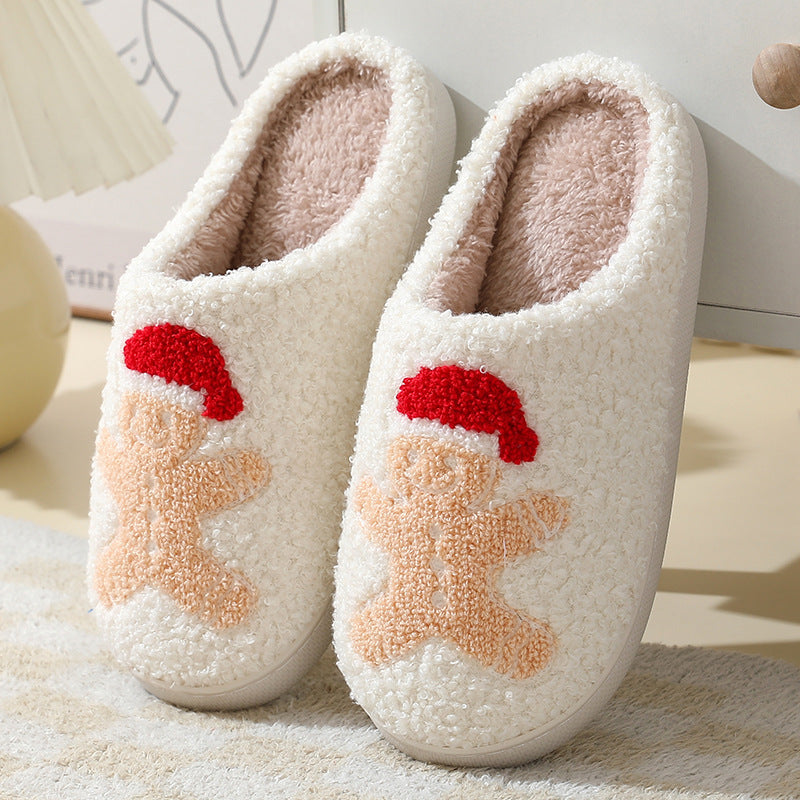 Cozy Christmas Slippers: Cute Santa Claus Cotton Footwear for Couples – Warm & Furry for Winter