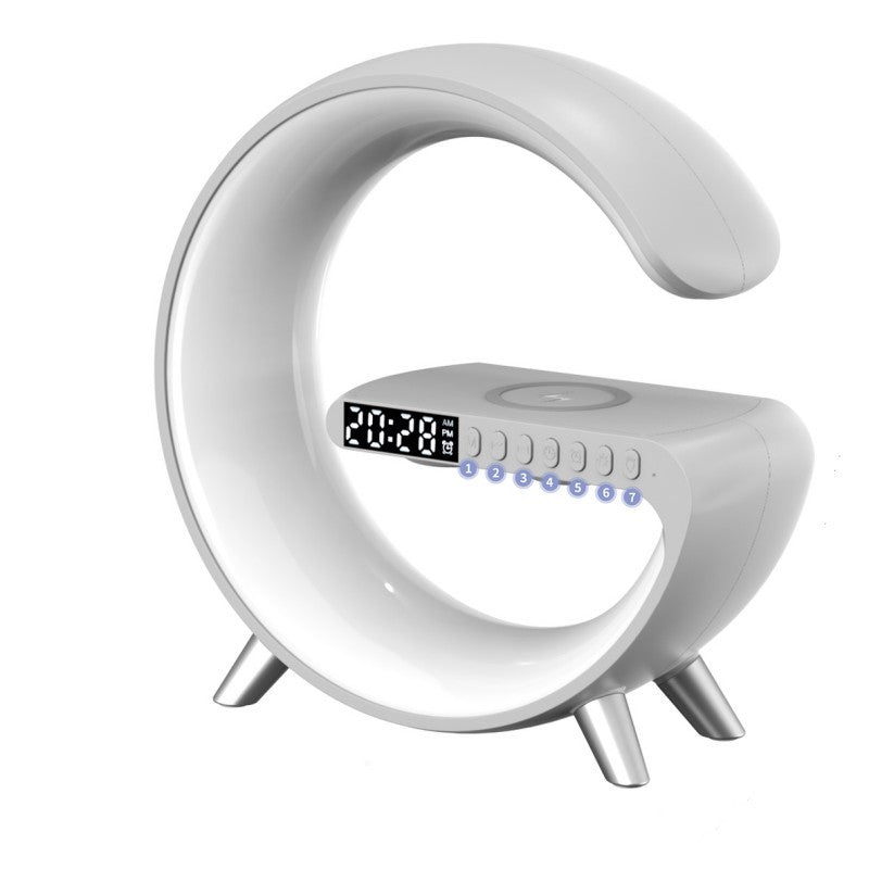 Smart G-Shaped LED Lamp: Bluetooth Speaker, Wireless Charger, LED Lamp