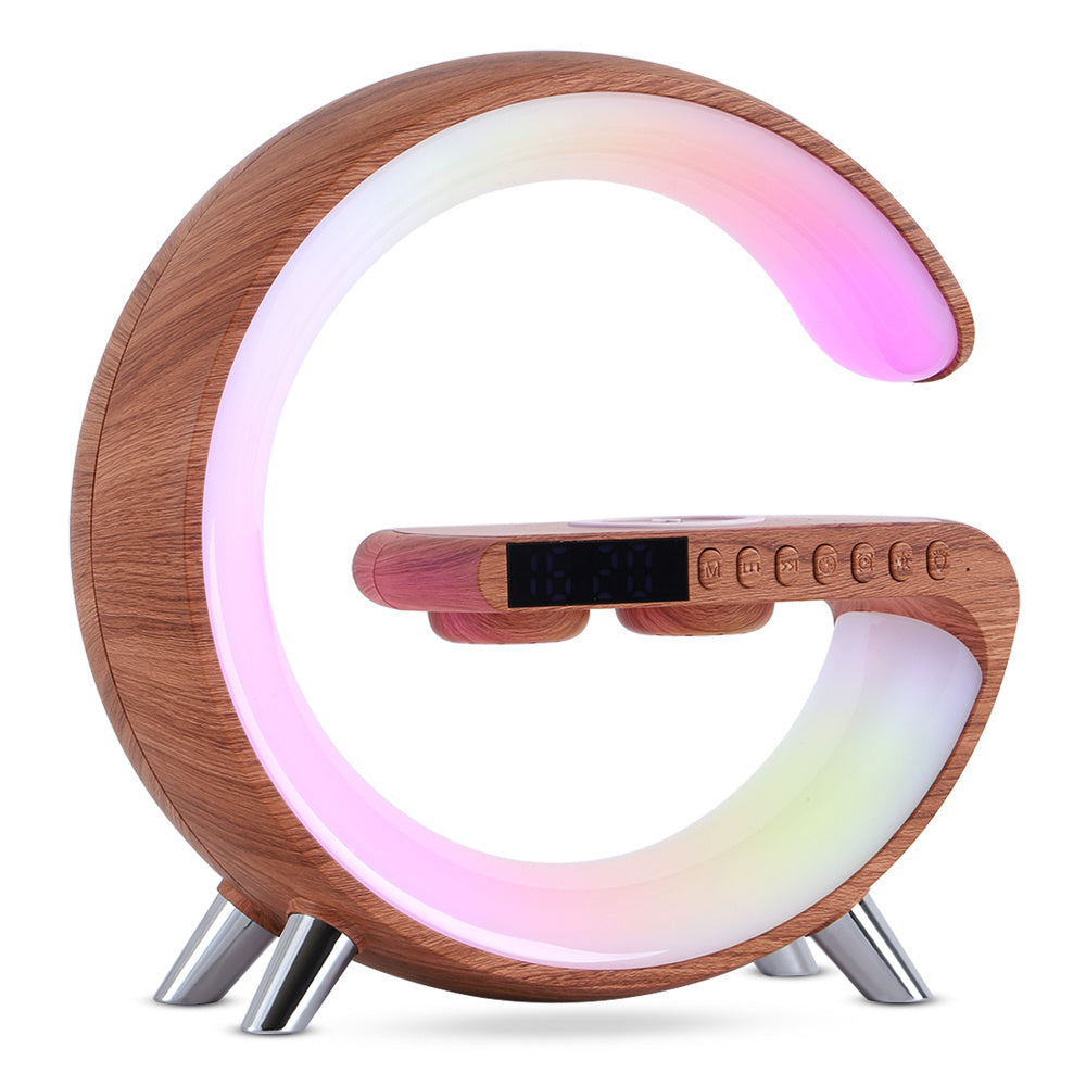 Smart G-Shaped LED Lamp: Bluetooth Speaker, Wireless Charger, LED Lamp