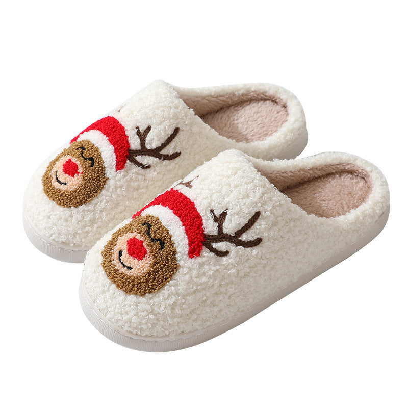 Cozy Christmas Slippers: Cute Santa Claus Cotton Footwear for Couples – Warm & Furry for Winter